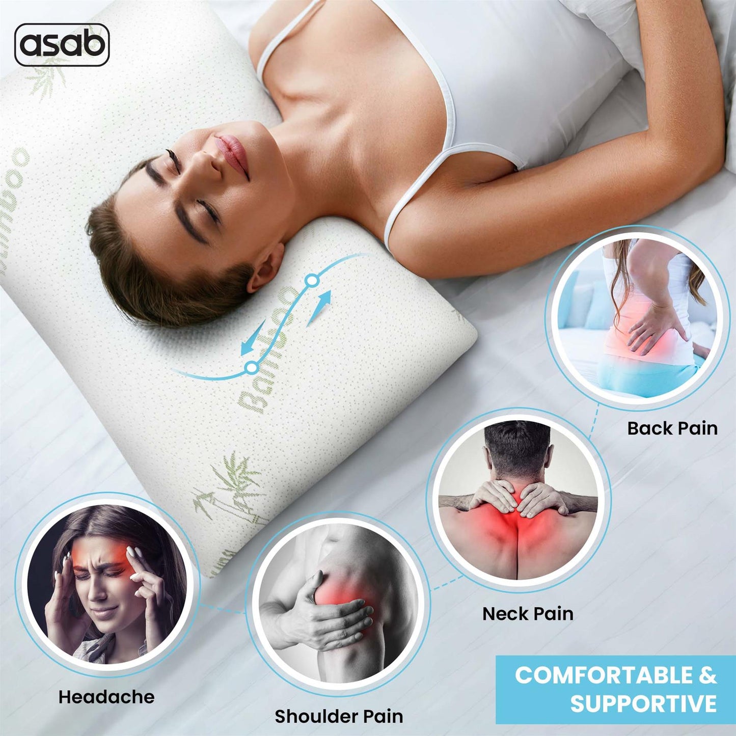 Bamboo Memory Foam Pillow AS-61478 BAMBO-10