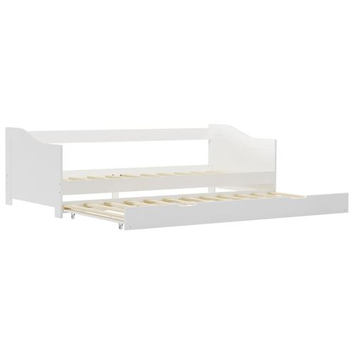 Pull-out Sofa Bed Frame White Pinewood 90x200 cm