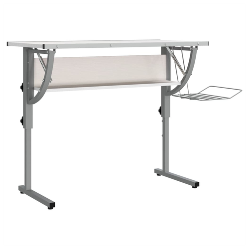 Craft Desk White&Grey 110x53x(58-87) cm Engineered Wood&Steel