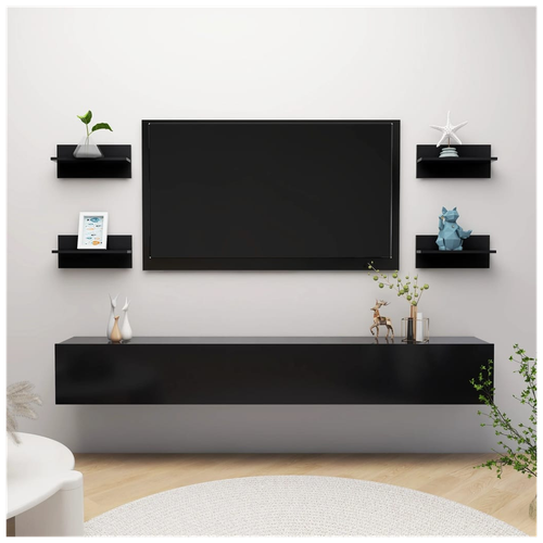 Wall Shelf 4 pcs Black 40x11.5x18 cm Engineered Wood
