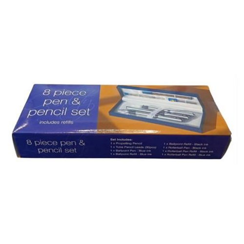 8pc Pen & Pencil Set Box (Includes Refills)