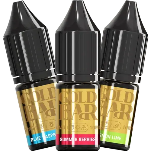 Gold Bar 10mg Nicotine Strength Nic Salts E-Liquids 10ml Bottle Size