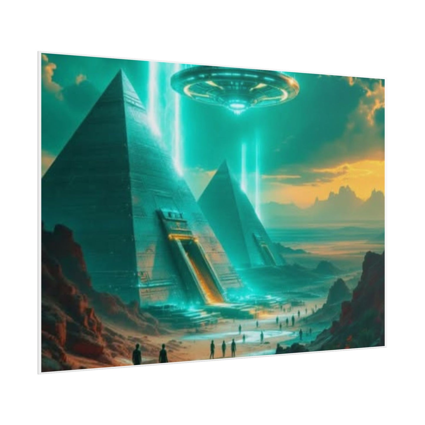 Alien pyramid conspiracy canvas