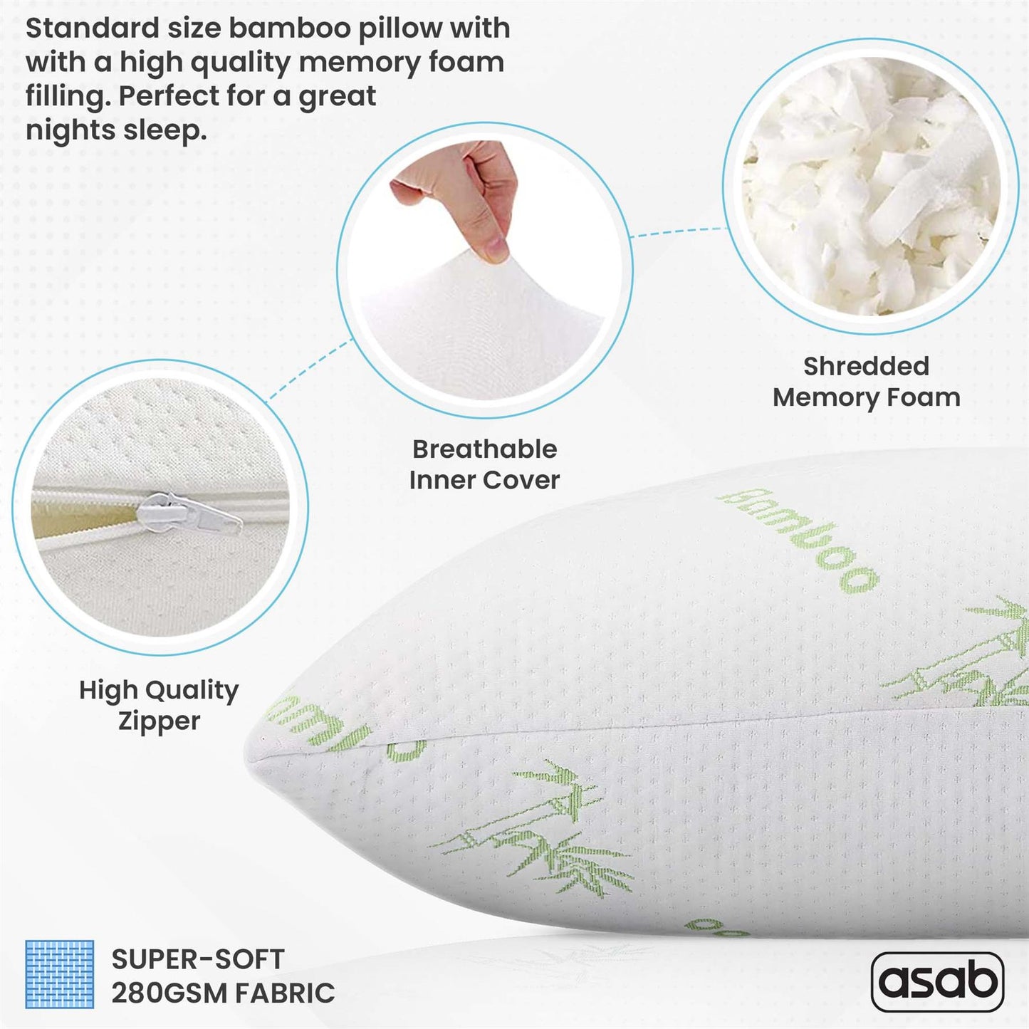 Bamboo Memory Foam Pillow AS-61478 BAMBO-10