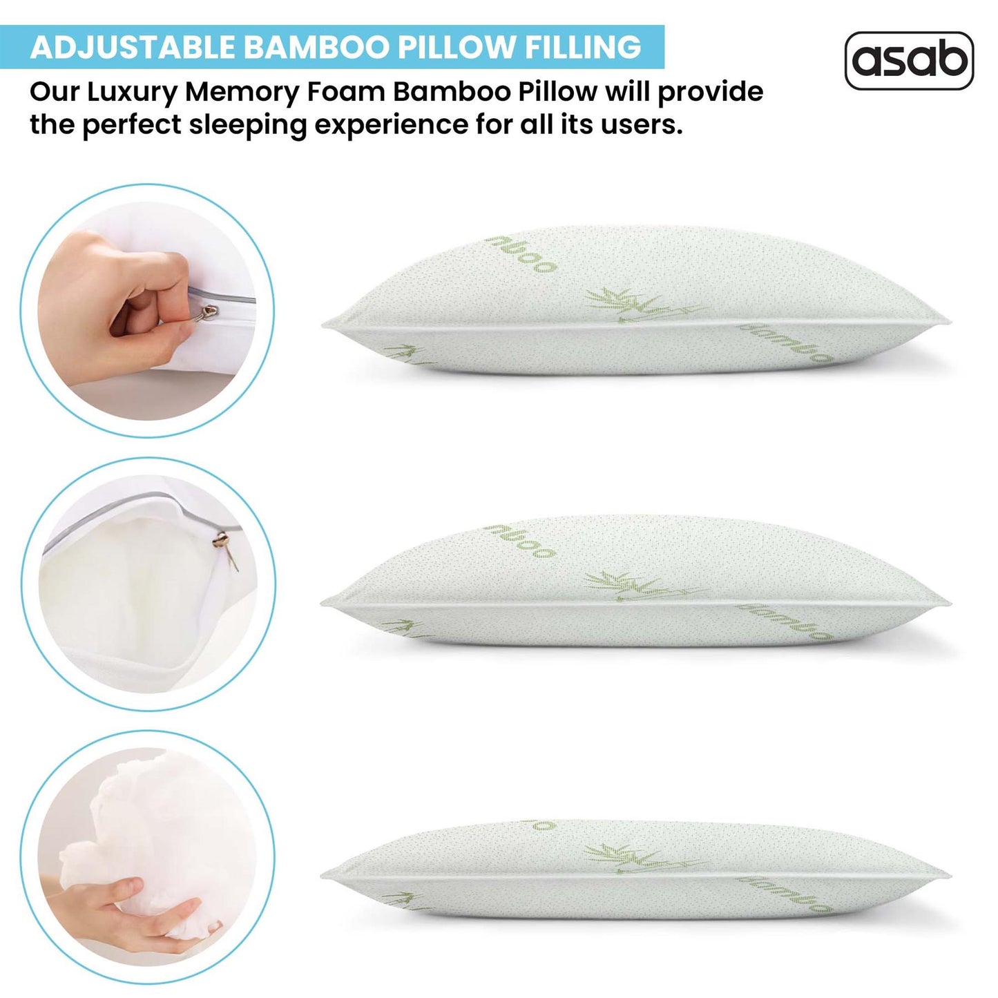 Bamboo Memory Foam Pillow AS-61478 BAMBO-10