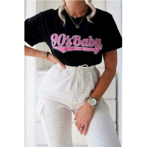 Ladies Oversized 90s Baby Short Sleeves T Shirt Top