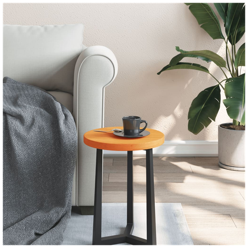 Table Top Round Wax Brown 50x2.5 cm Solid Wood Pine