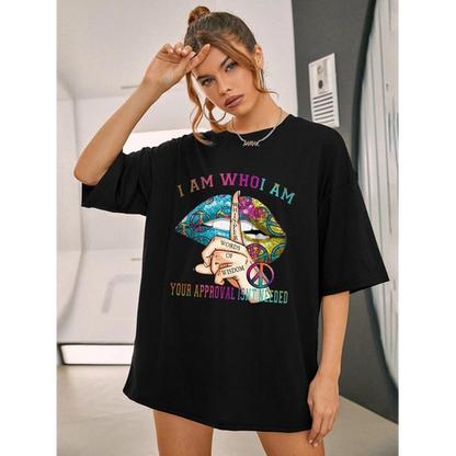 Ladies Oversized Whishper Words of Wisdom Short Sleeves T Shirt Top