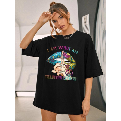 Ladies Oversized Whishper Words of Wisdom Short Sleeves T Shirt Top