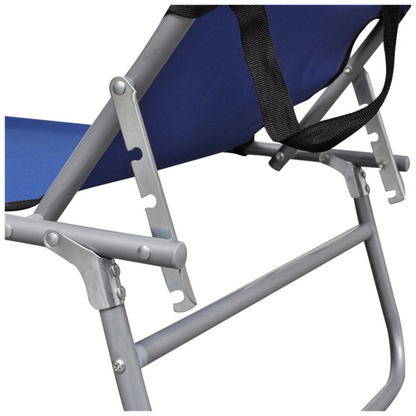 Folding Sun Lounger with Canopy Blue Aluminium