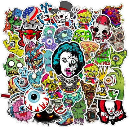 Vibrant Waterproof Skull Zombie Stickers - Cool Decals for All Surfaces