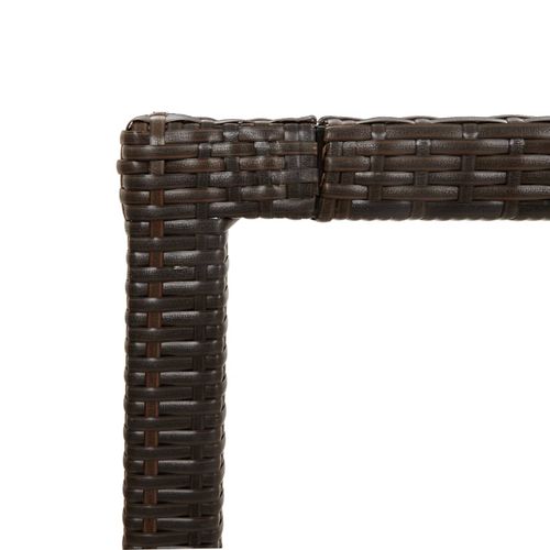 Garden Table Brown 190x90x75 cm Tempered Glass and Poly Rattan
