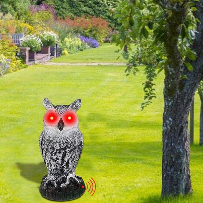 Owl Scarecrow Decoy with Sound & Lights for Garden Protection