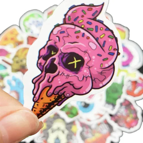 Vibrant Waterproof Skull Zombie Stickers - Cool Decals for All Surfaces