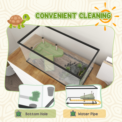 Turtle Tank 28L Glass Turtle Aquarium w/ Easy-Drain 45 x 25 x 29m