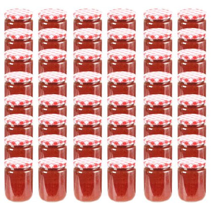 Glass Jam Jars with White and Red Lid 48 pcs 230 ml