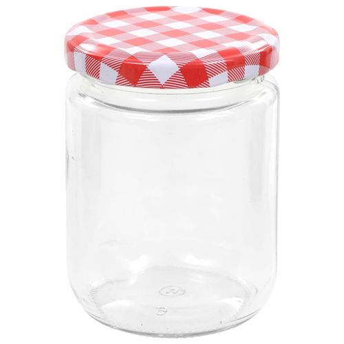 Glass Jam Jars with White and Red Lid 48 pcs 230 ml