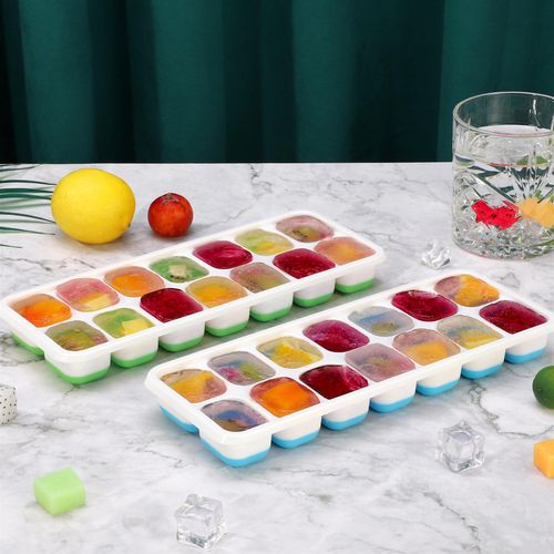 4 Pack Ice Cube Trays with Clear Removable Lid Easy-Release