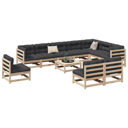 11 Piece Garden Sofa Set Solid Wood Pine