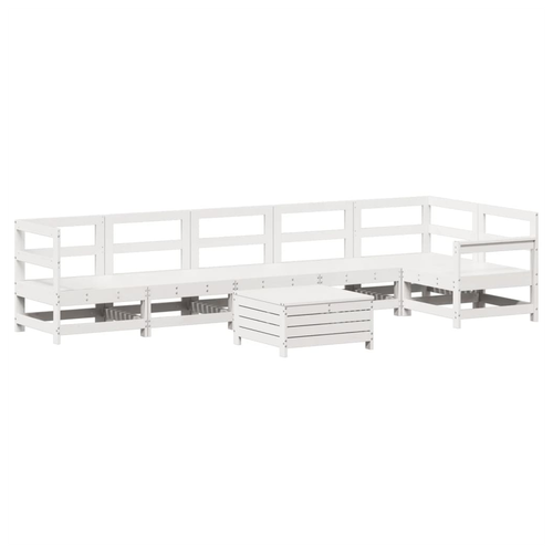 7 Piece Garden Sofa Set White Solid Wood Pine
