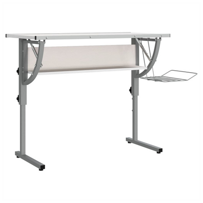Craft Desk White&Grey 110x53x(58-87) cm Engineered Wood&Steel