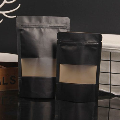Black Kraft Paper Zip Lock Bags - Resealable Pouches for Snacks & Crafts