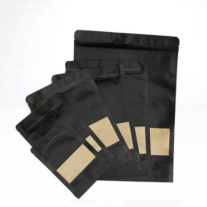 Black Kraft Paper Zip Lock Bags - Resealable Pouches for Snacks & Crafts