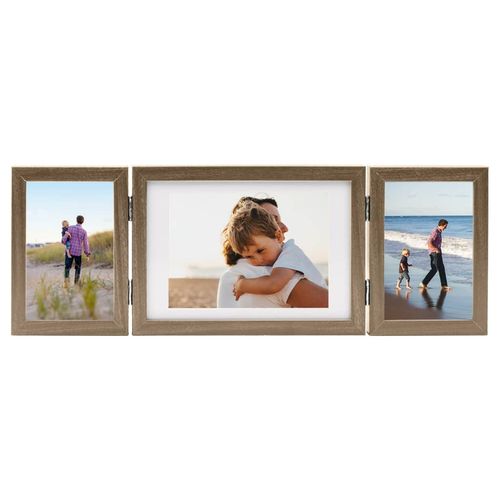Trifold Photo Frame Collage Light Brown 22x15 cm+2x