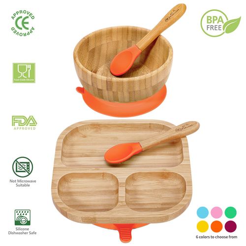 BAMBOO BOWL, SQUARE PLATE & SPOON SET