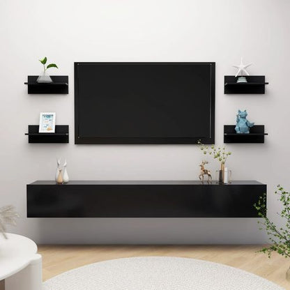 Wall Shelf 4 pcs Black 40x11.5x18 cm Engineered Wood