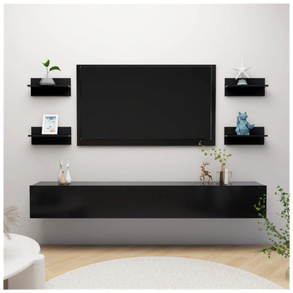 Wall Shelf 4 pcs Black 40x11.5x18 cm Engineered Wood