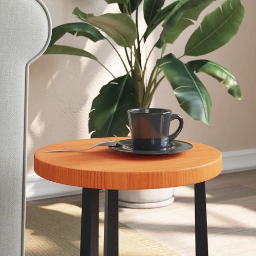 Table Top Round Wax Brown 50x2.5 cm Solid Wood Pine