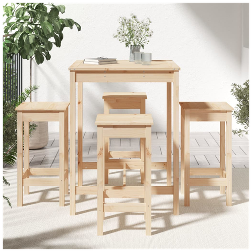 5 Piece Garden Bar Set Solid Wood Pine