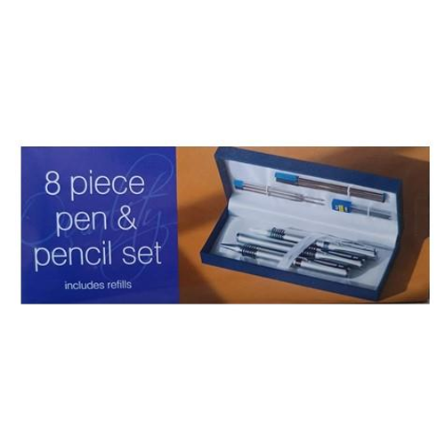 8pc Pen & Pencil Set Box (Includes Refills)