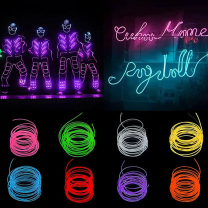 Glow EL Wire Cable - Versatile LED Neon Light for Parties & Decor
