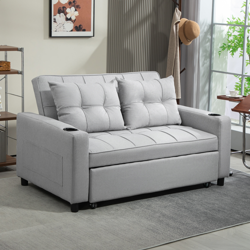 2 Seater Pull Out Sofa Bed with Pockets for Living Room