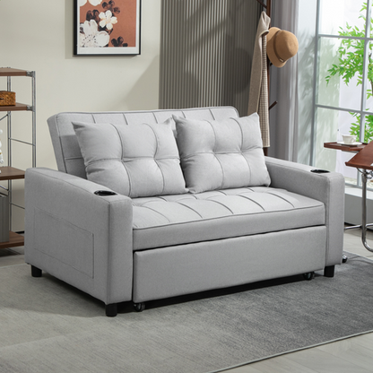 2 Seater Pull Out Sofa Bed with Pockets for Living Room