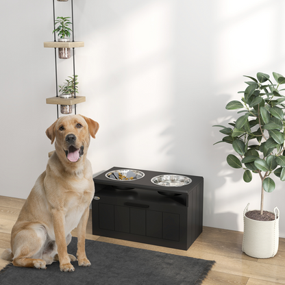 PawHut Raised Dog Bowl, Elevated Dog Bowls with Slow Feeder Dog Bowl