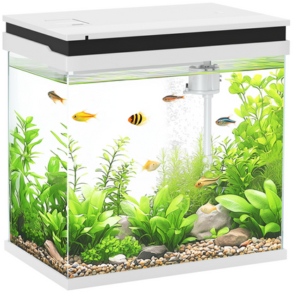 14L Small Fish Tank with Filter System, LED Lights, Water Pump