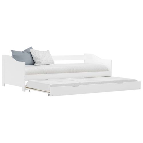 Pull-out Sofa Bed Frame White Pinewood 90x200 cm